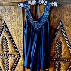 Matty M Navy Embellished Tank Top